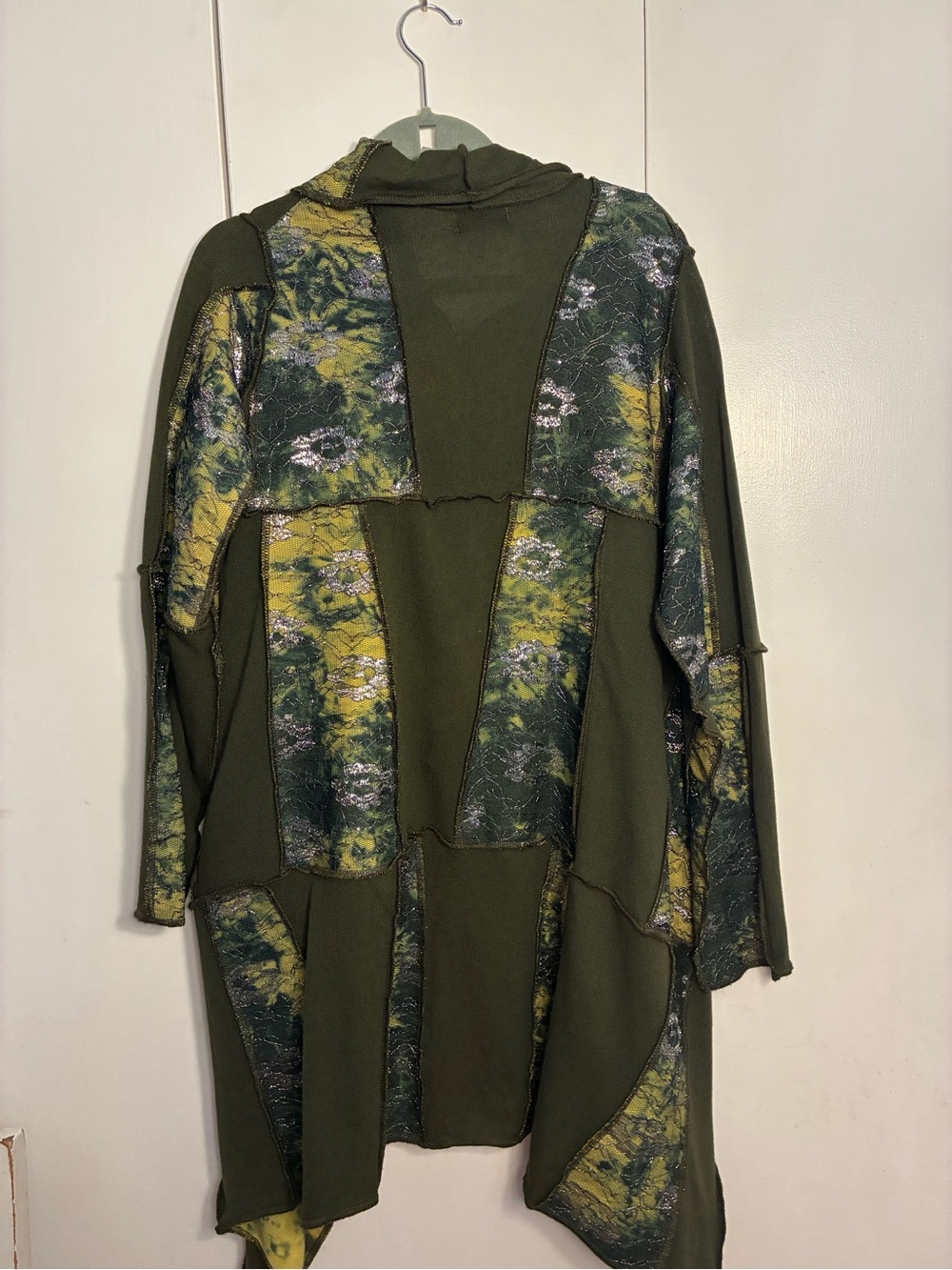 Axel Hardy Patchwork Olive Cardigan Multi Media Boho RenFair Fairygoth AvantGard - Picture 2 of 10